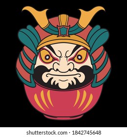 samurai daruma japanese illustration artwork with concept art