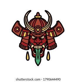 samurai demon tattoo vector design