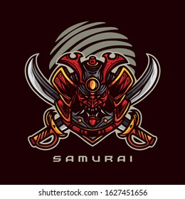 Samurai devil illustrations design template