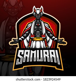 Samurai devil mascot esport logo design