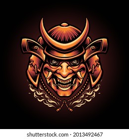 samurai devil mask japanese illustration