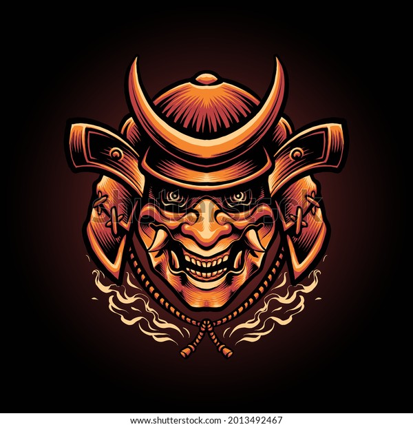 Samurai Devil Mask Japanese Illustration Stock Vector (Royalty Free ...