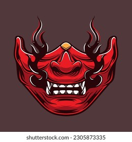 samurai devil mask japanese vector illustration
