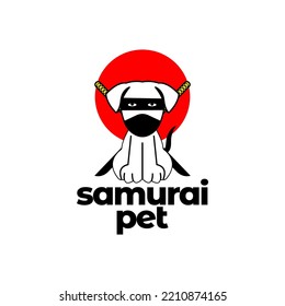 Samurai Dog Logo Design Vector