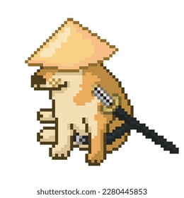 Samurai dog, pixel art meme