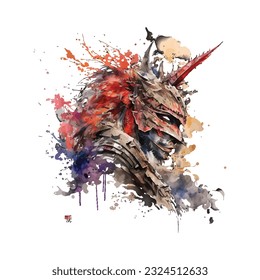 Samurai Dragon Traditional Japanese | Transparent 300dpi digital tshirt POD, EPS, vector, clipart, book cover, wallart, ready to print, Print-on-Demand, colorful, no background, beauty