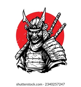 Samurai-Zeichnung für T-Shirt-Design