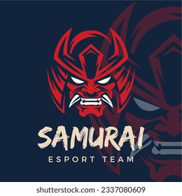 samurai e sport logo design concept background