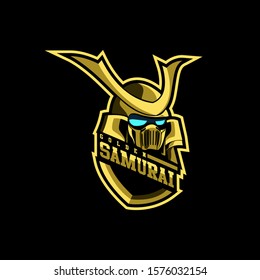samurai e sport logo icon in vector illustration