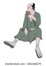 samurai eating draw
