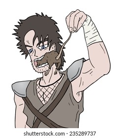 Samurai eating a rat