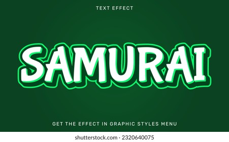 Efecto de texto editable de Samurai con estilo 3d. Emblema de texto para publicidad, marca, logotipo comercial