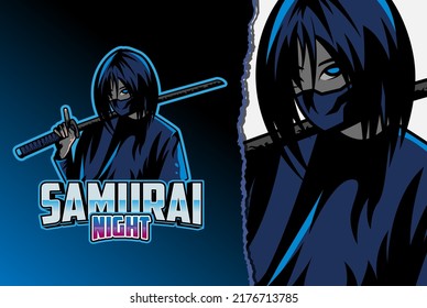 samurai esport logo - premium vector