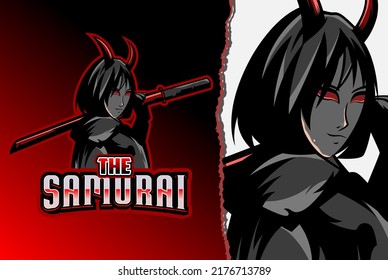 samurai esport logo - premium vector