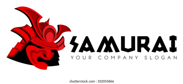 Samurai face mask vector logo template