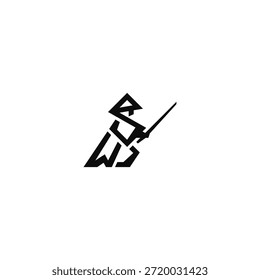 Samurai en la lucha de postura S letra logo idea.