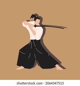 ilustraciones planas de samurai y fotos