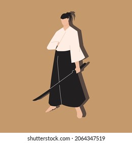 ilustraciones planas de samurai y fotos