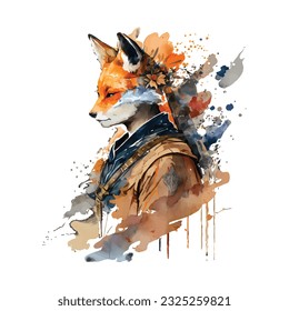 Samurai Fox Traditional Japanese | Transparent 300dpi digital tshirt POD, EPS, vector, clipart, book cover, wallart, ready to print, Print-on-Demand, colorful, no background, beauty