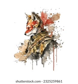 Samurai Fox Traditional Japanese | Transparent 300dpi digital tshirt POD, EPS, vector, clipart, book cover, wallart, ready to print, Print-on-Demand, colorful, no background, beauty