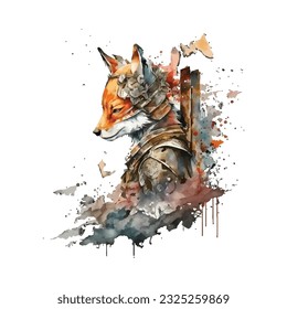 Samurai Fox Traditional Japanese | Transparent 300dpi digital tshirt POD, EPS, vector, clipart, book cover, wallart, ready to print, Print-on-Demand, colorful, no background, beauty
