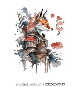 Samurai Fox Traditional Japanese | Transparent 300dpi digital tshirt POD, EPS, vector, clipart, book cover, wallart, ready to print, Print-on-Demand, colorful, no background, beauty