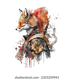 Samurai Fox Traditional Japanese | Transparent 300dpi digital tshirt POD, EPS, vector, clipart, book cover, wallart, ready to print, Print-on-Demand, colorful, no background, beauty