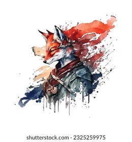 Samurai Fox Traditional Japanese | Transparent 300dpi digital tshirt POD, EPS, vector, clipart, book cover, wallart, ready to print, Print-on-Demand, colorful, no background, beauty