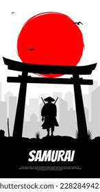 Samurai in front of a red moon. Japanese samurai warrior with a sword. Samurai with red moon wallpaper. red moon. japanese theme wallpaper.