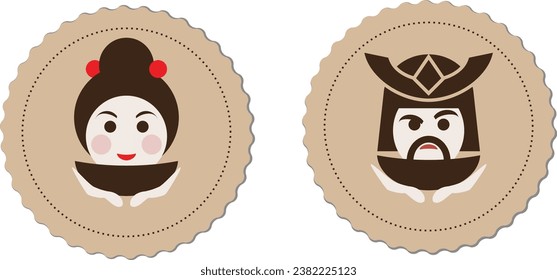 samurai and geisha tea ceremony logo element vector illustration