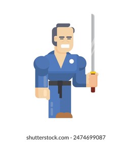 Samurai, Geometric flat design character illustration.