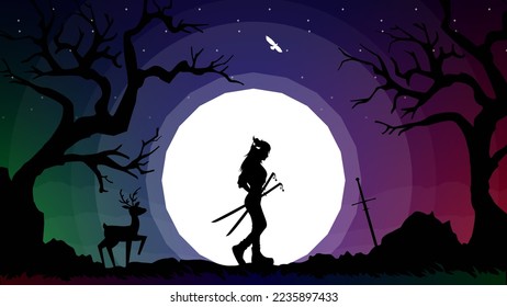 samurai girl anime wallpaper. lady samurai wallpaper. urban samurai walpaper. samurai with oni mask on head.