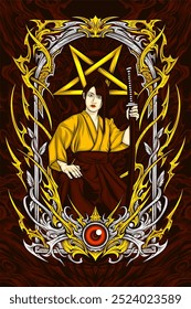 samurai menina incrível ilustração para design de camiseta