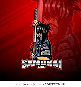 Samurai girl esport mascot logo