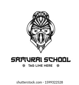 samurai girl logo design vector