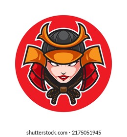 SAMURAI GIRL SPORT MASCOT LOGO