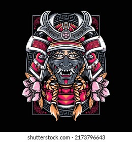 samurai girl warrior design illustration