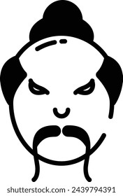 Samurai glyph and line vector illustration