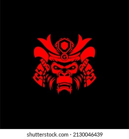 
Cara de gorila de Samurai vectorial animal salvaje