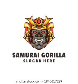 samurai gorilla logo design template