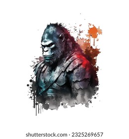 Samurai Gorilla Traditional Japanese | Transparent 300dpi digital tshirt POD, EPS, vector, clipart, book cover, wallart, ready to print, Print-on-Demand, colorful, no background, beauty