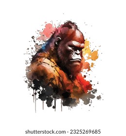 Samurai Gorilla Traditional Japanese | Transparent 300dpi digital tshirt POD, EPS, vector, clipart, book cover, wallart, ready to print, Print-on-Demand, colorful, no background, beauty