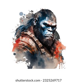 Samurai Gorilla Traditional Japanese | Transparent 300dpi digital tshirt POD, EPS, vector, clipart, book cover, wallart, ready to print, Print-on-Demand, colorful, no background, beauty