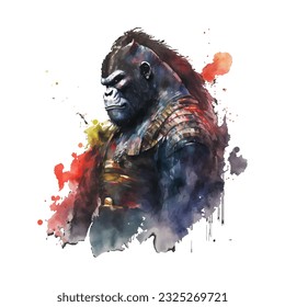 Samurai Gorilla Traditional Japanese | Transparent 300dpi digital tshirt POD, EPS, vector, clipart, book cover, wallart, ready to print, Print-on-Demand, colorful, no background, beauty