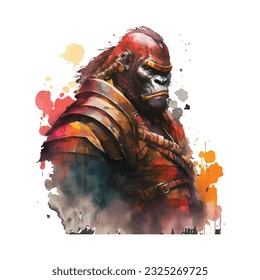 Samurai Gorilla Traditional Japanese | Transparent 300dpi digital tshirt POD, EPS, vector, clipart, book cover, wallart, ready to print, Print-on-Demand, colorful, no background, beauty