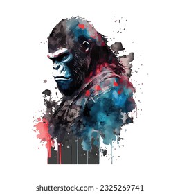 Samurai Gorilla Traditional Japanese | Transparent 300dpi digital tshirt POD, EPS, vector, clipart, book cover, wallart, ready to print, Print-on-Demand, colorful, no background, beauty