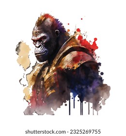 Samurai Gorilla Traditional Japanese | Transparent 300dpi digital tshirt POD, EPS, vector, clipart, book cover, wallart, ready to print, Print-on-Demand, colorful, no background, beauty