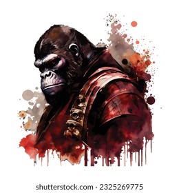 Samurai Gorilla Traditional Japanese | Transparent 300dpi digital tshirt POD, EPS, vector, clipart, book cover, wallart, ready to print, Print-on-Demand, colorful, no background, beauty