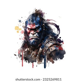 Samurai Gorilla Traditional Japanese | Transparent 300dpi digital tshirt POD, EPS, vector, clipart, book cover, wallart, ready to print, Print-on-Demand, colorful, no background, beauty