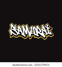 samurai graffiti vector tagging letter word text street art